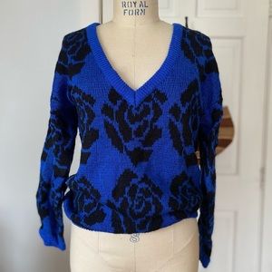 Vintage bright blue vneck sweater